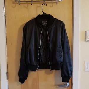 Collectif Shiny Black Bomber Jacket
